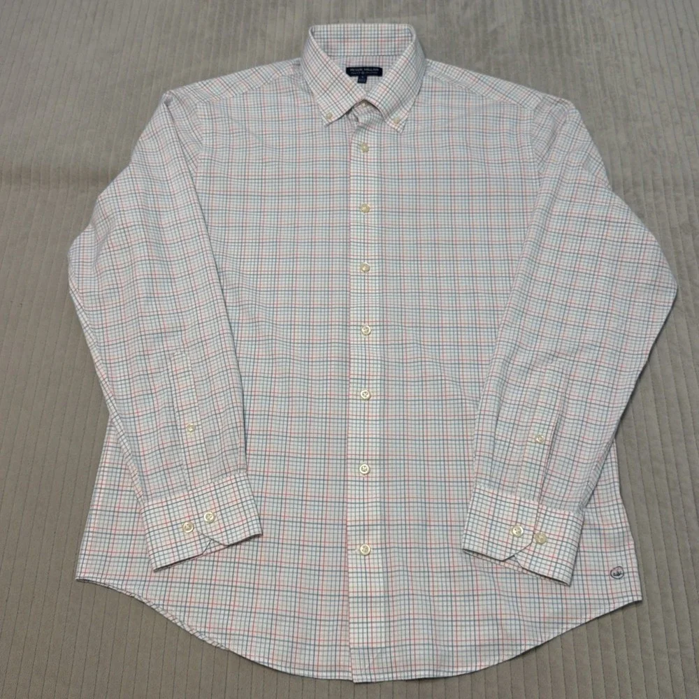 Peter Millar Crown Crafted Shirt Mens Large Long Sleeve Button Down Squares